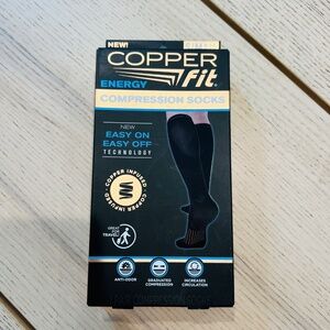 Copper Fit Energy Compression Socks - Black, Size S/M - Men's 6-9 Women's 7-10